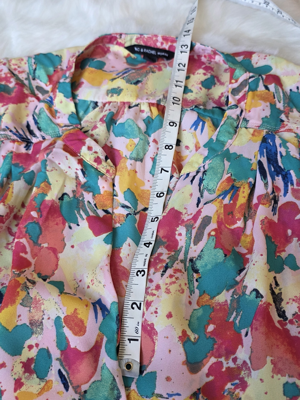 Colorful Abstract Ruffle Sleeve Blouse - Multicolor - Picture 9 of 11